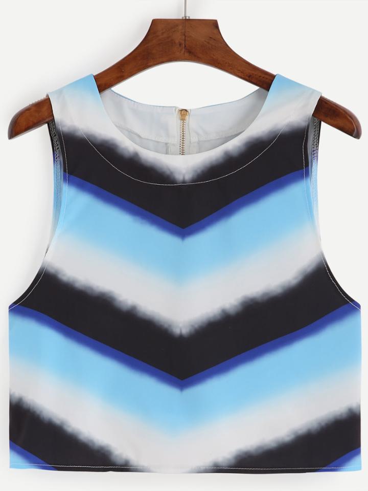 Shein Color Block Tie Dye Chevron Print Tank Top