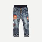 Shein Boys Contrast Ornate Print Elastic Waist Jeans