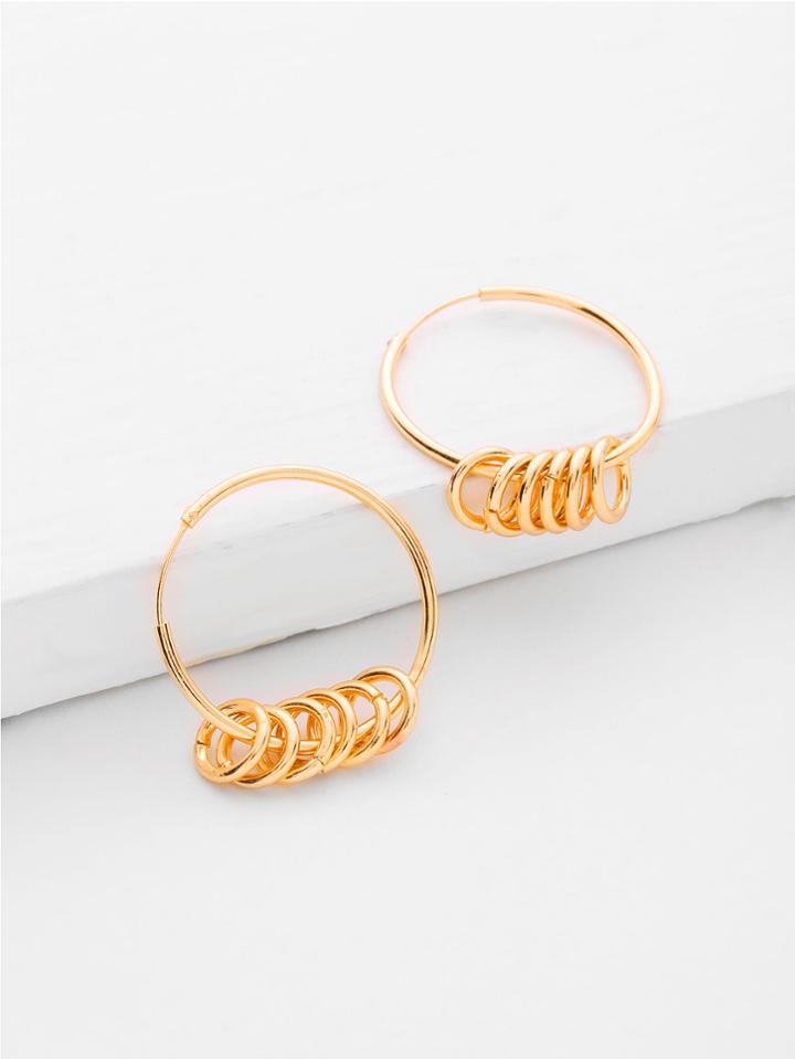Shein Metal Circle Design Hoop Earrings
