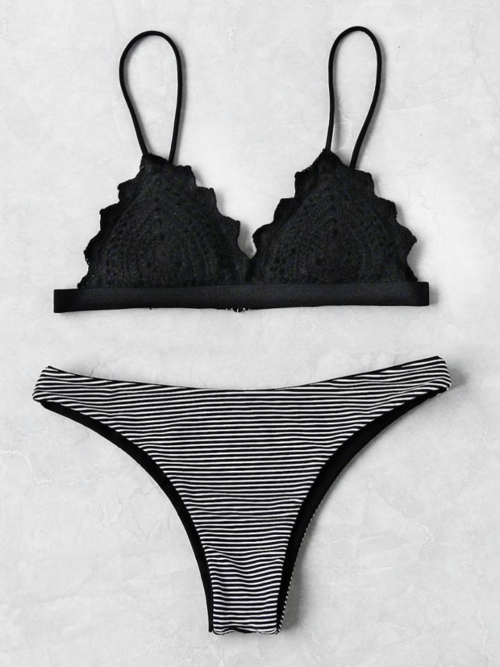 Shein Multiway Mix And Match Scallop Crochet Bikini Set