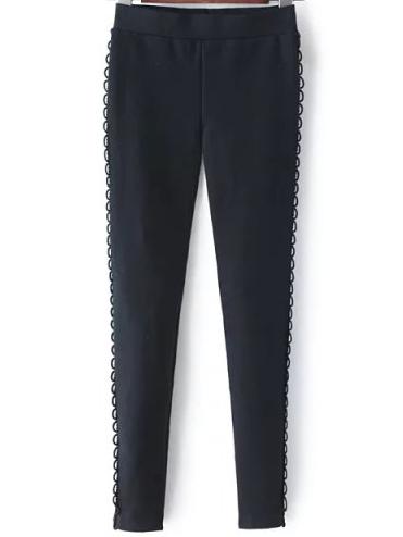 Shein Black Slim Embellished Leggings