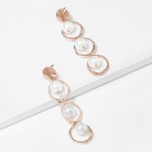 Shein Faux Pearl Layered Hoop Drop Earrings