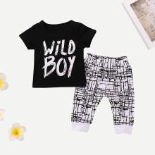 Shein Boys Letter Print Tee & Pants
