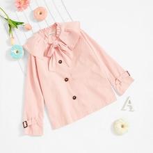 Shein Girls Frill Trim Bow Front Buttoned Jacket