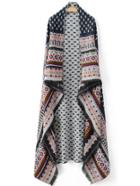 Shein Multicolor Tribal Pattern Frayed Scarf