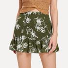 Shein Floral Ruffle Hem Skirt