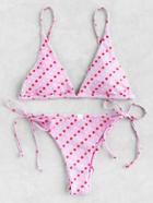 Shein Polka Dot Print Side Tie Triangle Bikini Set