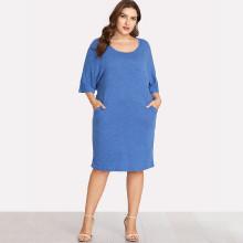 Shein Plus Scoop Neck Pocket Side Dress