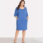 Shein Plus Scoop Neck Pocket Side Dress
