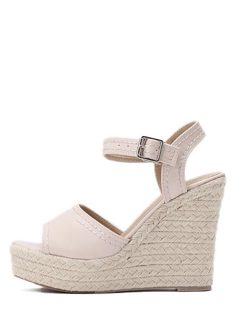 Shein Apricot Peep Toe Platform Slipsole Sandals