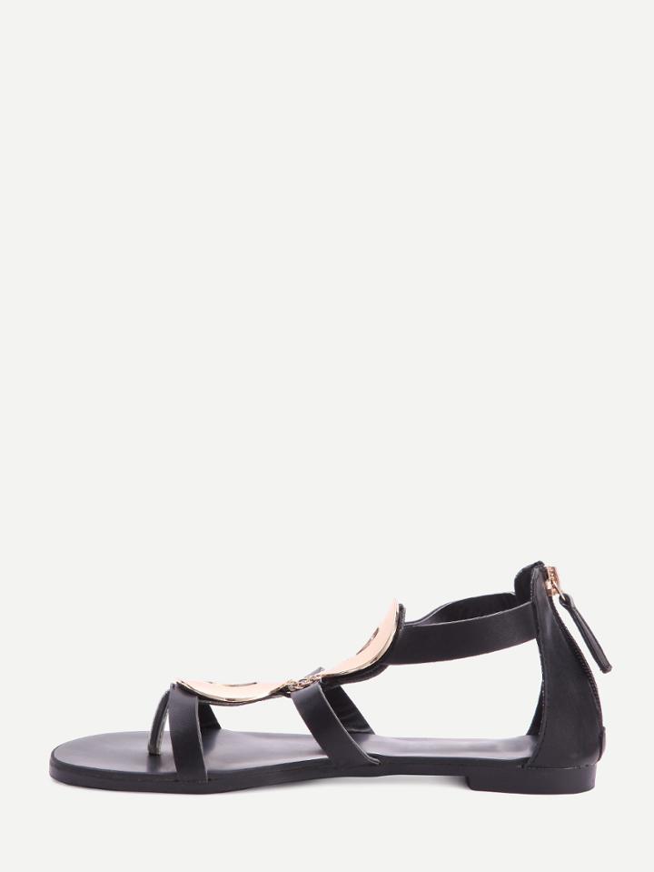 Shein Black Metal Pannel D'orsay Sandals