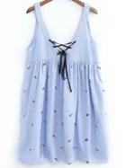 Shein Double V Neck Lace Up Front Sleeveless Dress