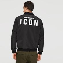 Shein Men Zip Up Lettering Back Bomber Jacket