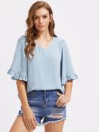 Shein Frilled Trumpet Sleeve Top