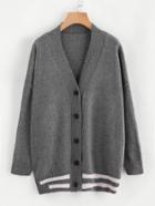 Shein Striped Trim Drop Shoulder Sweater Coat