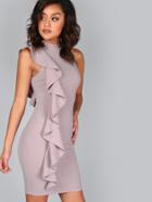 Shein One Sided Exaggerated Frill Dress Lavender