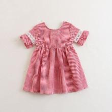 Shein Girls Check Lace Contrast Ruffle Dress