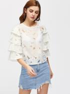 Shein Layered Sleeve Cutout Flower Top