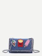 Shein Blue Denim Raw Edge Flap Messenger Bag