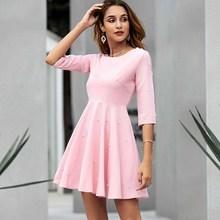 Shein Solid Pearls Decoration Dress