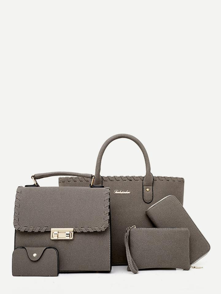 Shein Braided Trim Detail Bag Set 5pcs