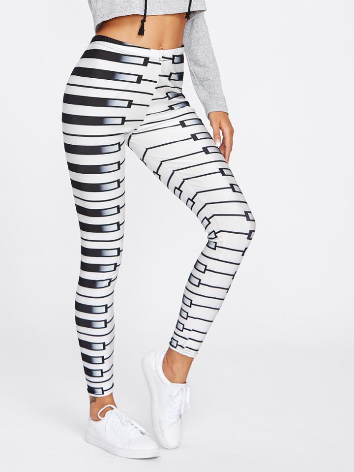 Shein Piano Keys Print Leggings