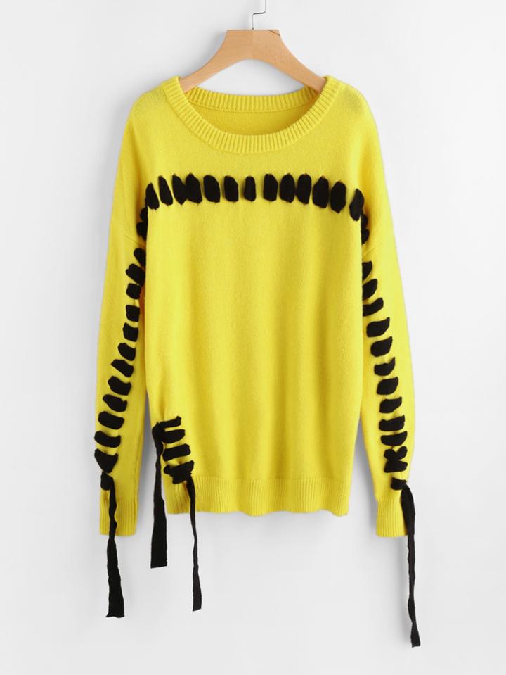 Shein Contrast Whipstitch Detail Jumper