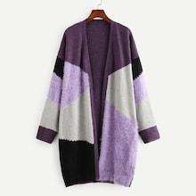 Shein Cut And Sew Mixed Media Longline Cardigan