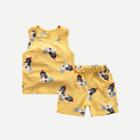 Shein Boys Dog Print Vest With Shorts