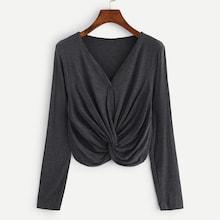 Shein Twist Detail V Neck Tee