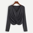 Shein Twist Detail V Neck Tee