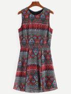Shein Multicolor Print Vintage Sleeveless Dress