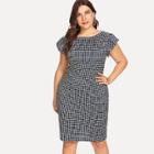 Shein Plus Ruffle Sleeve Checked Dress