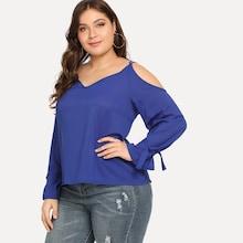 Shein Plus Lattice Back Solid Blouse