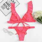 Shein Braided Hem Ruffle Bikini Set