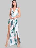 Shein Tied Open Back M-slit Tropical Dress