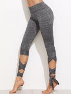 Shein Marled Knit Cropped Tie Leggings