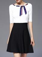 Shein Tie Neck Color Block Dress