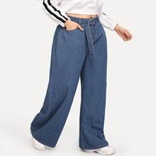 Shein Plus Wide Leg Jeans With Belt