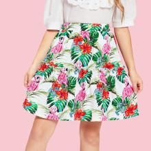 Shein Girls Frill Detail Tropical Skirt