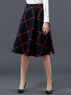 Shein Navy High Waist Plaid Skirt