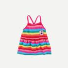 Shein Girls Rabbit Patched Rainbow Pattern Dress