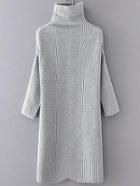 Shein Grey Turtleneck Drop Shoulder Sweater Dress