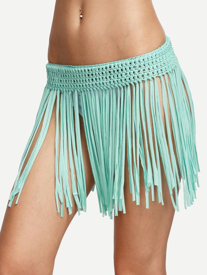Shein Green Macrame Fringe Bikini Bottom
