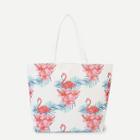 Shein Flamingo Print Canvas Tote Bag
