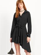 Shein Black Self Tie Asymmetric Shirt Dress