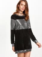 Shein Black Contrast Metallic Trim Sweatshirt Dress