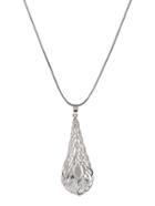 Shein Silver Hollow Banana Leaf Pendant Necklace