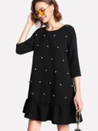 Shein Peal Embellished Ruffle Hem Dress