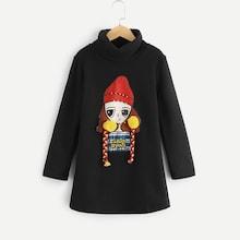 Shein Toddler Girls Studded Girls Turtleneck Sweatshirt